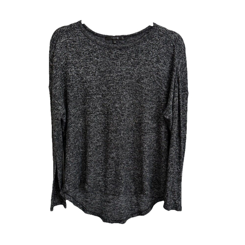 Quince Top Mediumโ Gray Heathered Crew Neck Stretch Lightweight Long Sleeve